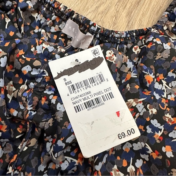 CHELSEA28 Babydoll Puff Sleeve Navy Floral Mini Dress Size S - Picture 10 of 10